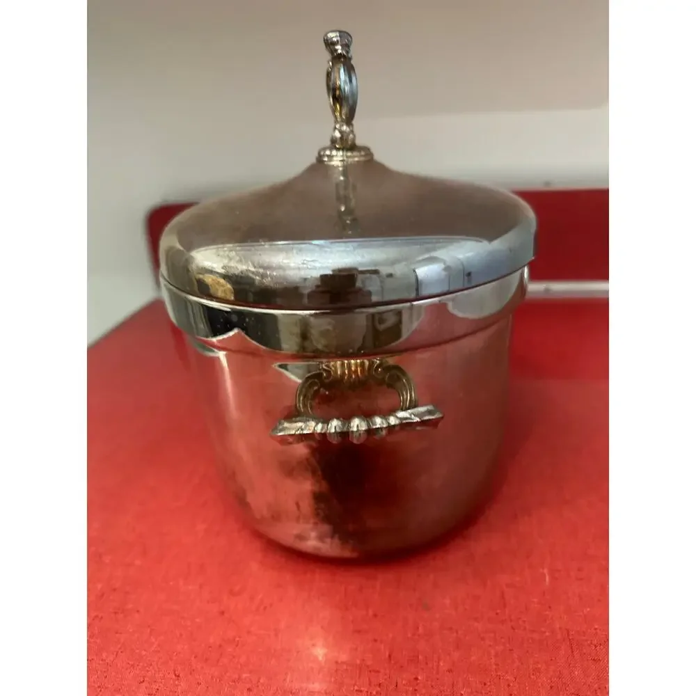 Vintage FB Rogers Silver-Plated Ice bucket Milk Glass Liner Insulated